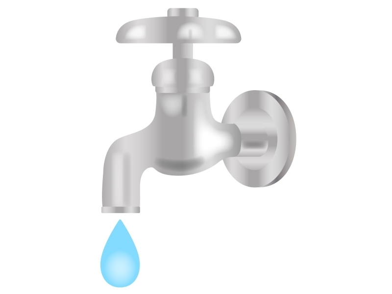 水道から一滴の水が落ちるイラスト