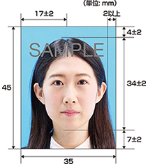 パスポート写真の見本画像